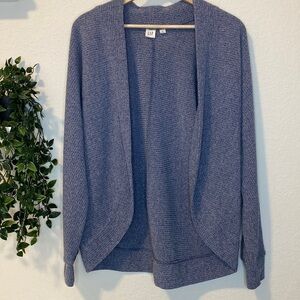 Gap Blue Ribbed Dolman Sleeve Open Front Cardigan - Medium